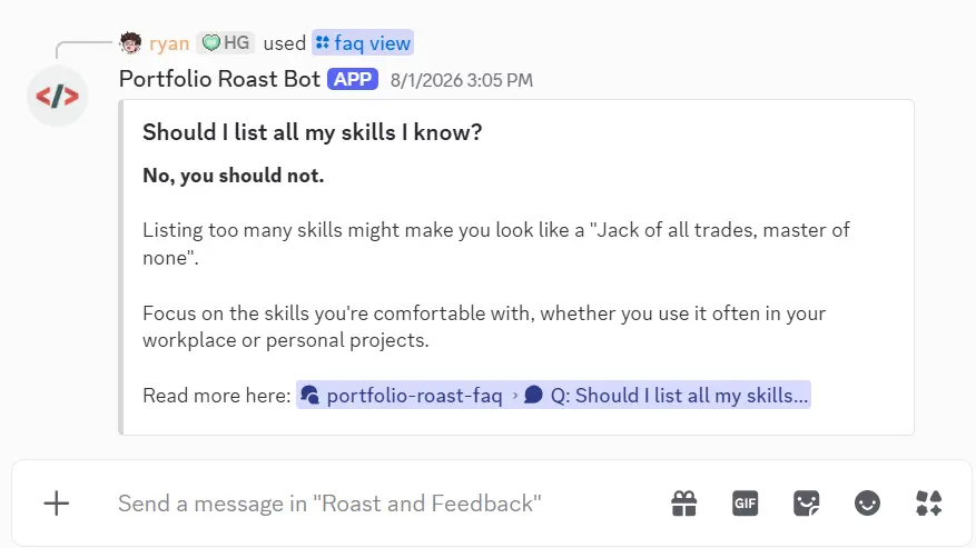 Portfolio Roast Bot